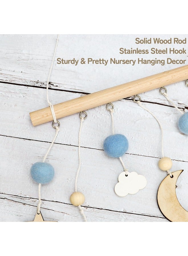 ANJUU Boho Baby Nursery Decor - Handmade Wooden Moon and Star Wall Hanging Decor Boho Baby Mobile for Crib for Baby Nursery Bedroom - Felt Moon Stars Bed Hanger for Infant Newborn Boys Girls - Image 4