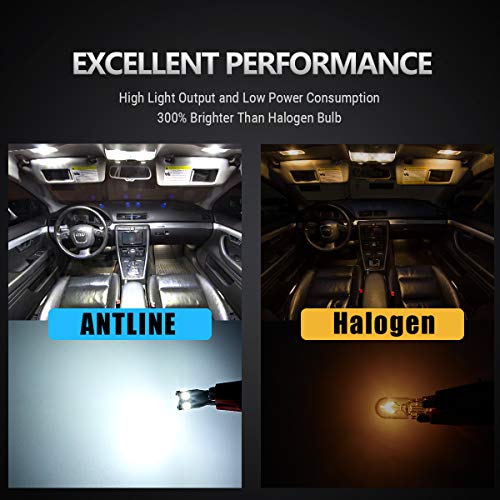 Antline 194 168 2825 W5W T10 LED Bulbs Xenon White, Ultra Bright Error Free 9-SMD 2835 Chipsets 6000K Replacement for Car Interior Dome Map Door Courtesy License Plate Lights (Pack of 10) - Image 2