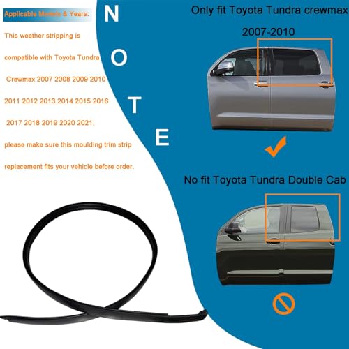 GFBZS Roof Drip Side Trim Molding Drip Sealing Strip Kit for 2007-2021 Toyota Tundra 4 Full Doors Replaces 75552-0C060 75551-0C060 755520C060 755510C0 (75552-0C060 75551-0C060) - Image 3