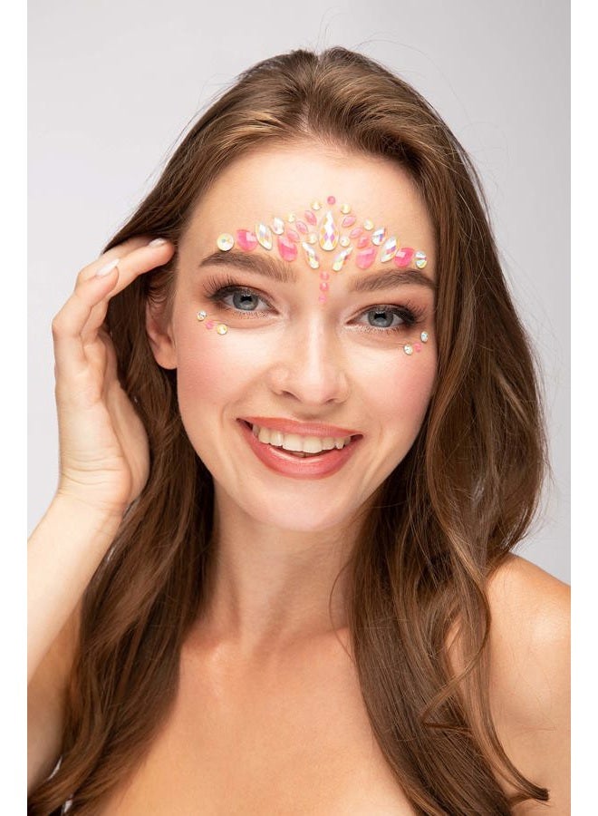 Moon Glow in the Dark Face Jewels - Festival Face Body Gems, Crystal Make up Eye Glitter Stickers, Temporary Tattoo Jewels (Pink Flamingo) - Image 3