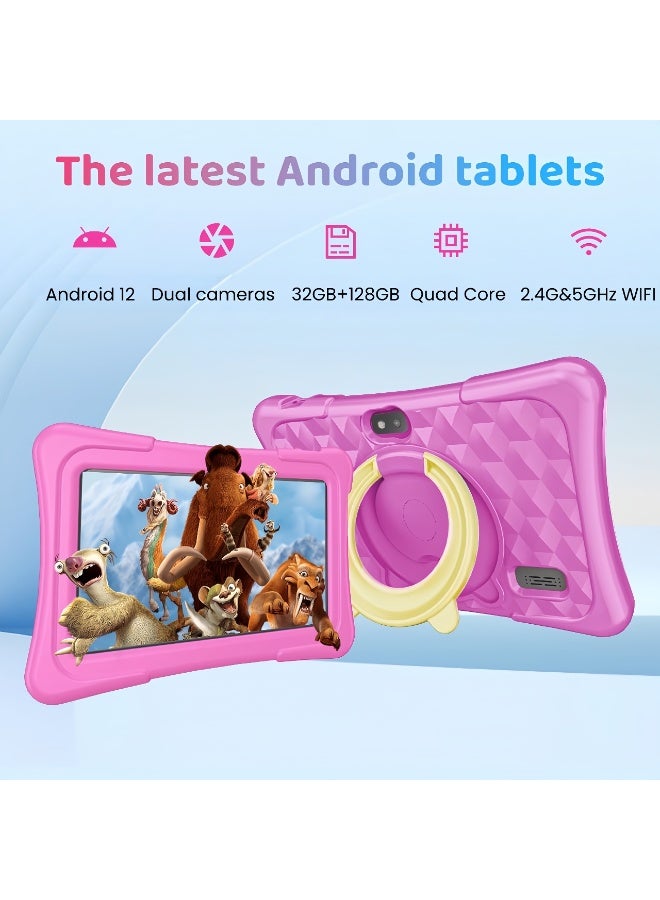 LBMT 7 inch Android Tablet for Kids , Quad-Core Toddler Tablets with Shockproof Case, Kids Tablets 32GB+128GB with Parental Control,  Educational Toddler Tablet with WiFi 5,Games, Dual Camera, Learning  WiFi 5, Bluetooth, Camera,for Toddlers & Children 2-12 Years.(Pink) - Image 4