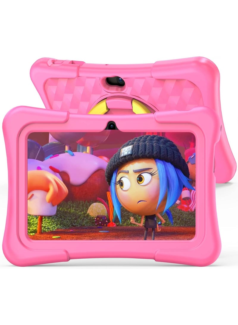 LBMT 7 inch Android Tablet for Kids , Quad-Core Toddler Tablets with Shockproof Case, Kids Tablets 32GB+128GB with Parental Control,  Educational Toddler Tablet with WiFi 5,Games, Dual Camera, Learning  WiFi 5, Bluetooth, Camera,for Toddlers & Children 2-12 Years.(Pink) - Image 1