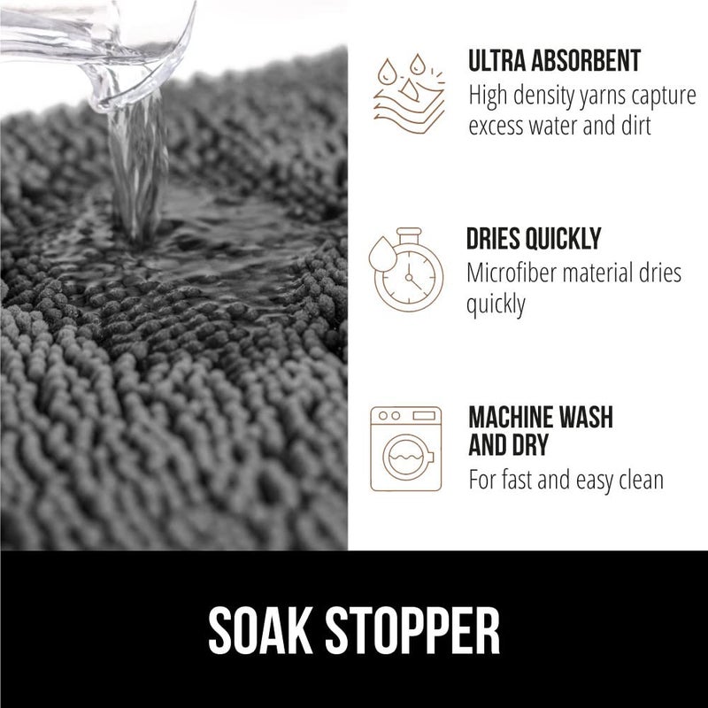 Gorilla Grip Gorilla Grip Soak Stopper Absorbent Chenille Indoor Doormat  Rubber Backing  Muddy Dog Paws Washable Rug  Quick Dry Microfiber Door Mat Inside Floor  Home D  - Image 3