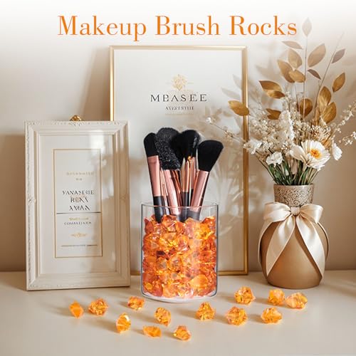 DomeStar Orange Fake Crushed 150 PCS Fake Diamonds Plastic Acrylic Clear Ice Rock Diamond Crystals Fake Ice Cubes Gems for Home Decoration Wedding Display Vase Fillers - Image 5