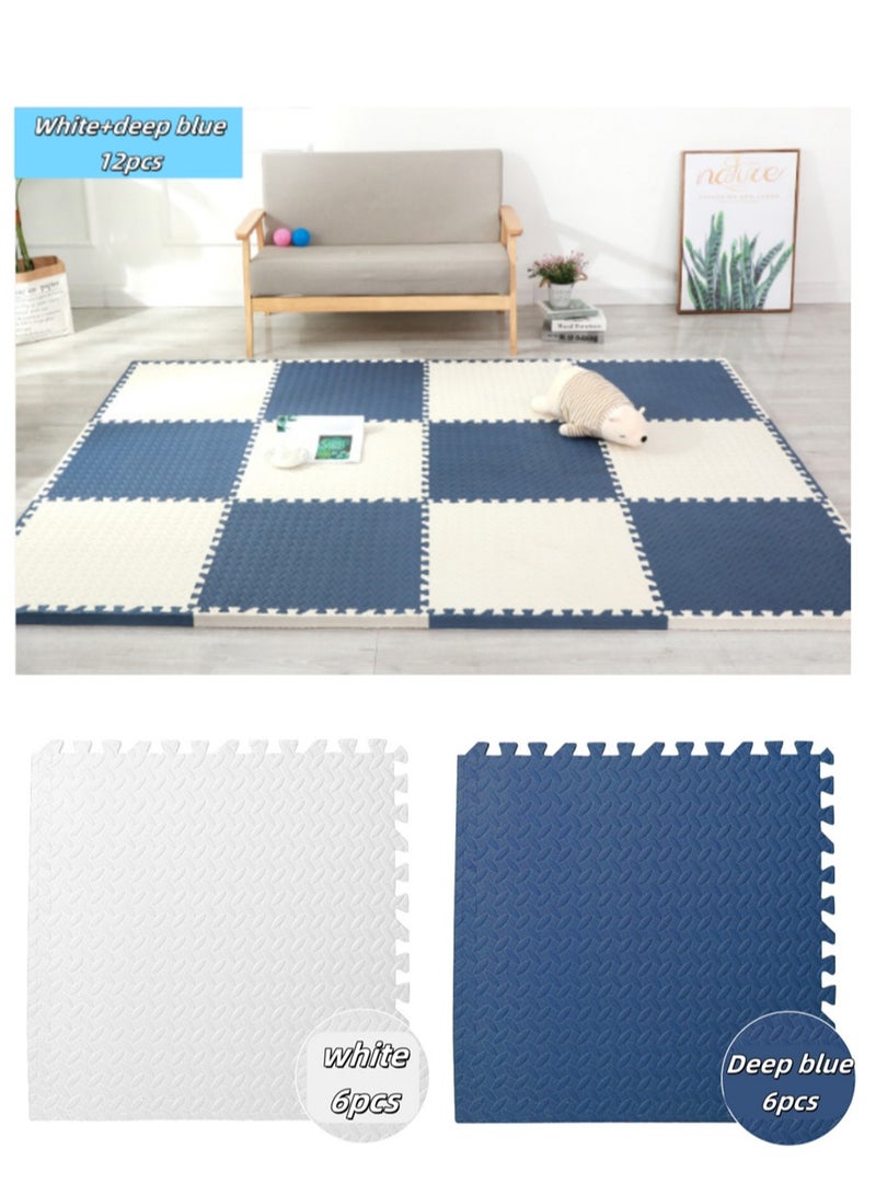 12 حزمة لغز أرضية حصيرة ، 60 × 60 سم إيفا رغوة أرضية Playmats مع سمك 2.5 سم ، الألعاب للأطفال حماية الأرضيات ممارسة حصيرة ، للرياضات المنزلية ، معدات التمرين ، تمرين اليوغا ، صالات الألعاب الرياضية للأطفال واللعب للأطفال (12 جهاز كمبيوتر شخصي ، 6 أبيض + 6 أزرق عميق) - Image 1