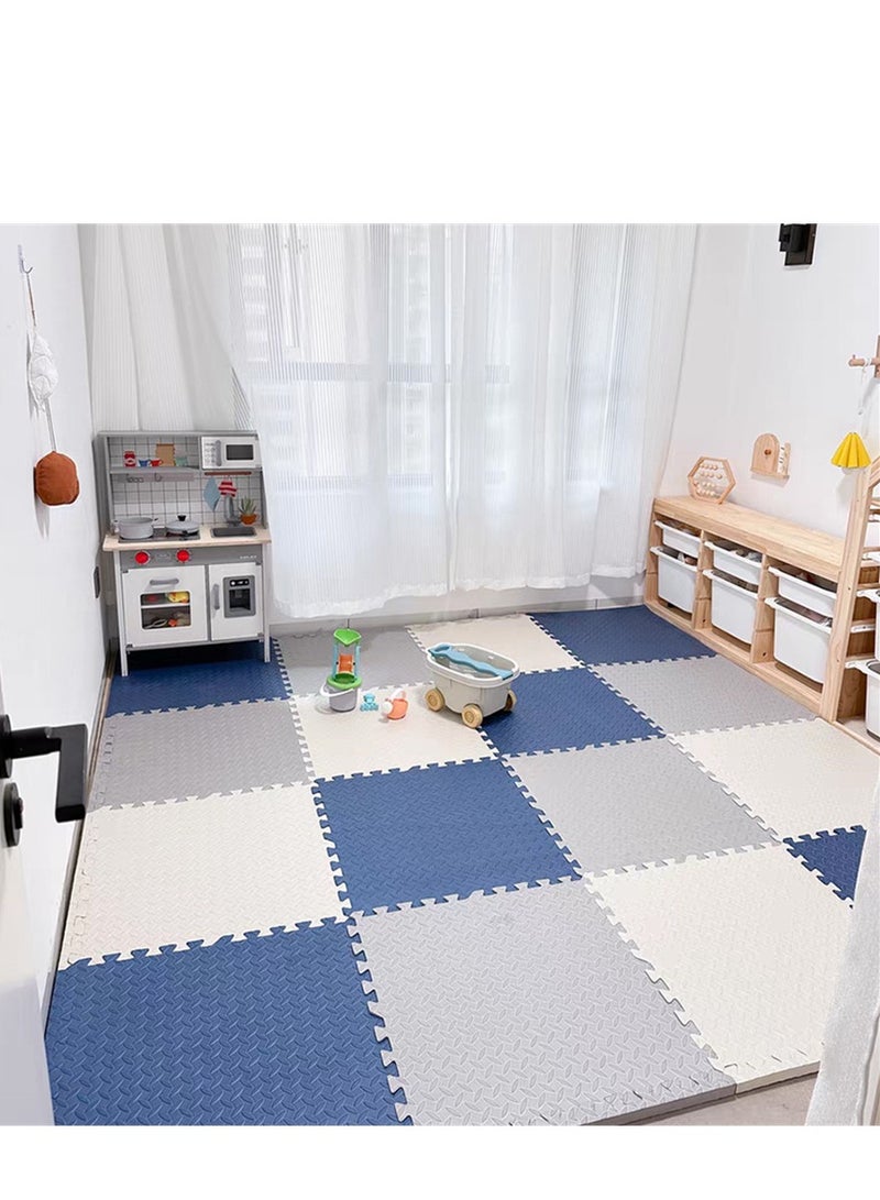 12 حزمة لغز أرضية حصيرة ، 60 × 60 سم إيفا رغوة أرضية Playmats مع سمك 2.5 سم ، الألعاب للأطفال حماية الأرضيات ممارسة حصيرة ، للرياضات المنزلية ، معدات التمرين ، تمرين اليوغا ، صالات الألعاب الرياضية للأطفال واللعب للأطفال (12 جهاز كمبيوتر شخصي ، 6 أبيض + 6 أزرق عميق) - Image 2