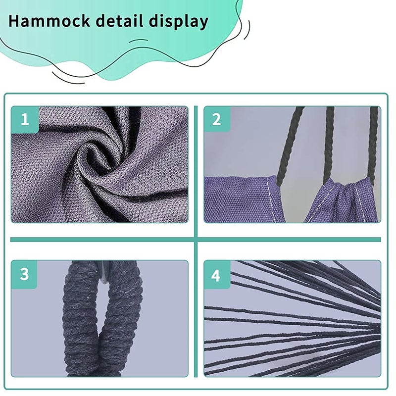 YUCAN Hammock Chair Stand with Hanging Swing Chair Included,Weather Resistant and Saving Space Stand Max 450 Lbs, Quality Cotton Weave Wrap Whole,Suitable for Indoor Outdoor Patio Yardï¼ˆGreyï¼‰ Patented - Image 5