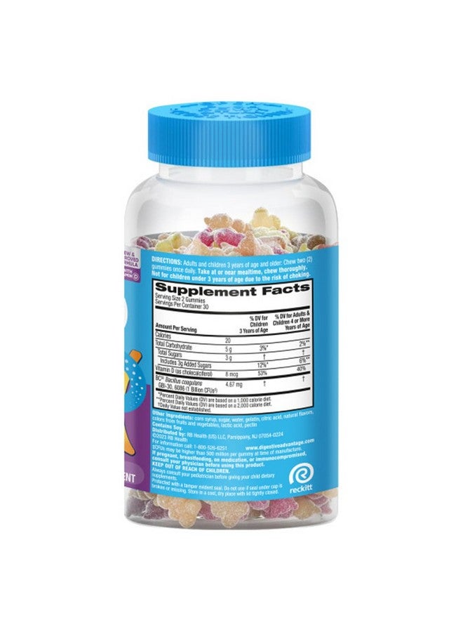 Digestive Advantage Kids Natural Fruit Flavors Probiotic Gummies for Kids Occassional Bloating, Minor Abdominal Discomfort & Gut Health, 60 Count Gummies (2 Pack) - Image 5