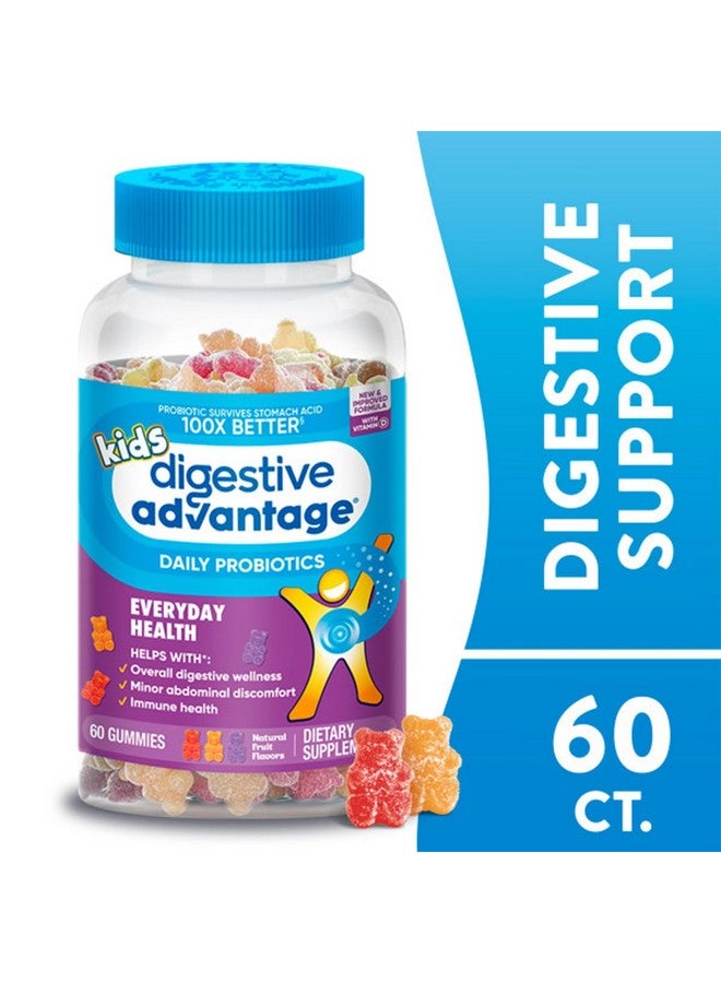 Digestive Advantage Kids Natural Fruit Flavors Probiotic Gummies for Kids Occassional Bloating, Minor Abdominal Discomfort & Gut Health, 60 Count Gummies (2 Pack) - Image 2