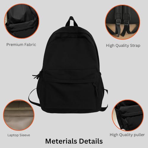 Glowic Unisex's Backpack Collage Women Black Bags for School (WBAG-94) Medium - Image 5