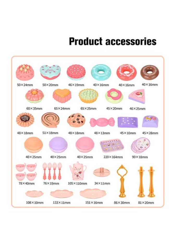 ميكسد مجموعة الشاي للفتيات الصغيرات، هدية عيد ميلاد لعمر 3 سنوات فما فوق، ألعاب الأطفال الصغار مجموعة حفلات الشاي للفتيات الصغيرات، لعبة التظاهر بالمطبخ للأميرات مع مجموعة شاي القصدير والحلويات وحقيبة الحمل - Image 3