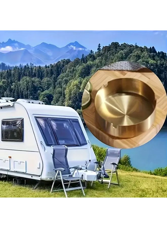 7 Pieces Stainless Steel Windproof Ashtray Set With Lid Shatterproof Round Design - Image 5