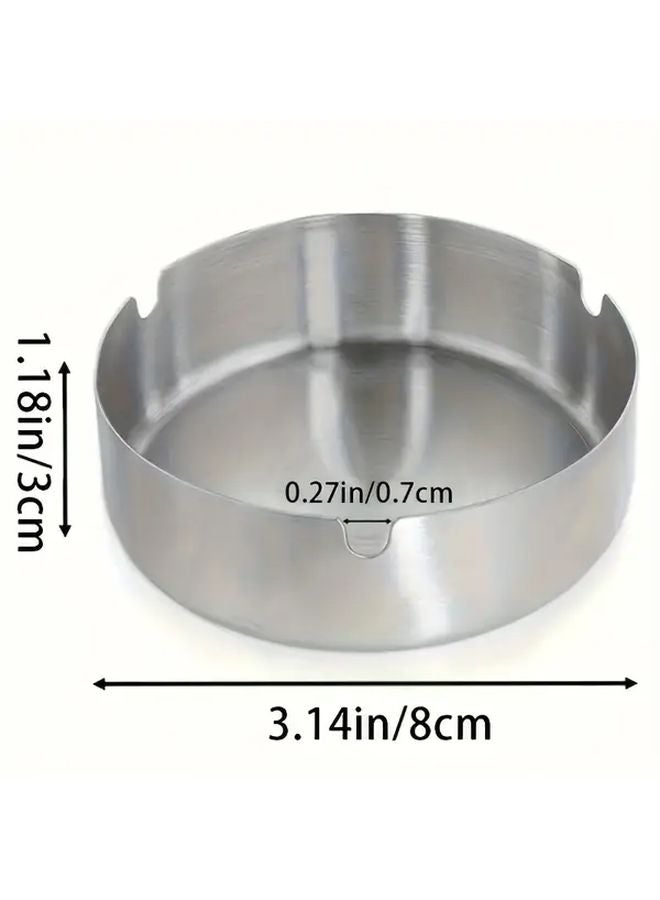 7 Pieces Stainless Steel Windproof Ashtray Set With Lid Shatterproof Round Design - Image 4