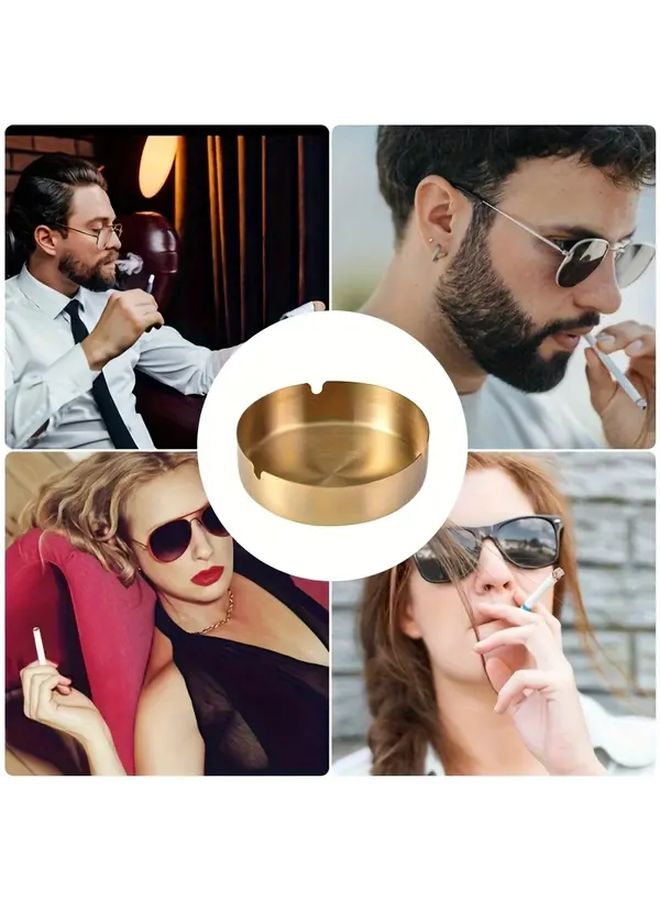 7 Pieces Stainless Steel Windproof Ashtray Set With Lid Shatterproof Round Design - Image 3