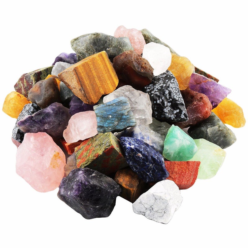 rockcloud Rockcloud 1 lb Natural Crystals Raw Rough Stones for CabbingTumblingCuttingLapidaryPolishingReiki Crytsal HealingColorful Mixed Stones