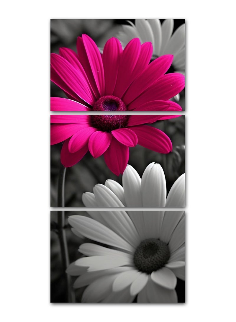 ماركتنا لوحة جدارية فنية لتزين الحائط بتصميم ورود، ثلاث قطع ،مقاس 120X60سم - Image 2