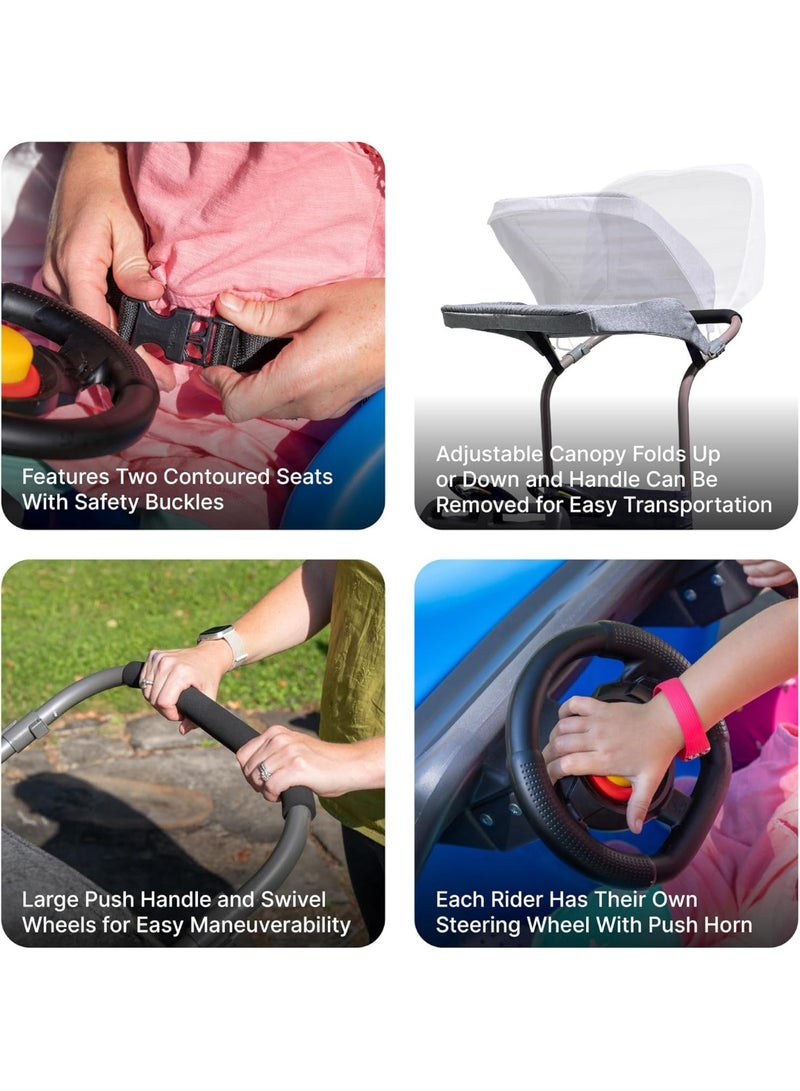 ستيب2 ستيب 2 سيارة دفع SUV بمقعدين جانبيين للأطفال – مع مظلة وأحزمة أمان (من 18 إلى 60 شهرًا) - Image 5