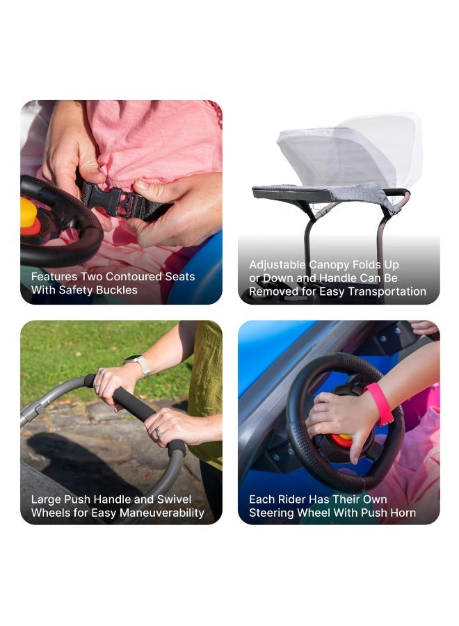 ستيب2 سيارة دفع للأطفال من ستيب2 – تصميم دفع جنباً إلى جنب بمقعدين مع مظلة وأحزمة أمان ومساحة تخزين | مناسبة للأطفال من 18 إلى 60 شهراً - Image 3