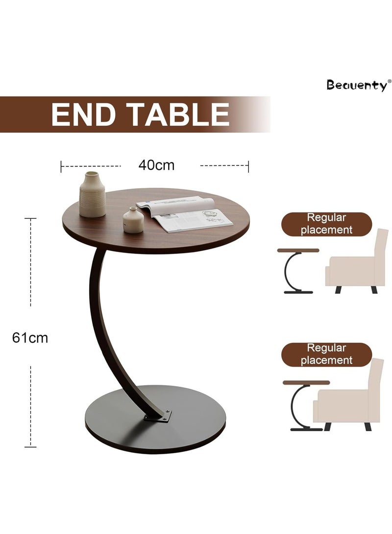 eBasket Round side table for sofa - Stylish C-shaped coffee table designed to fit perfectly next to sofas or beds, ideal for small spaces and adds a modern touch to any room. Size (40*60cm) - Image 3