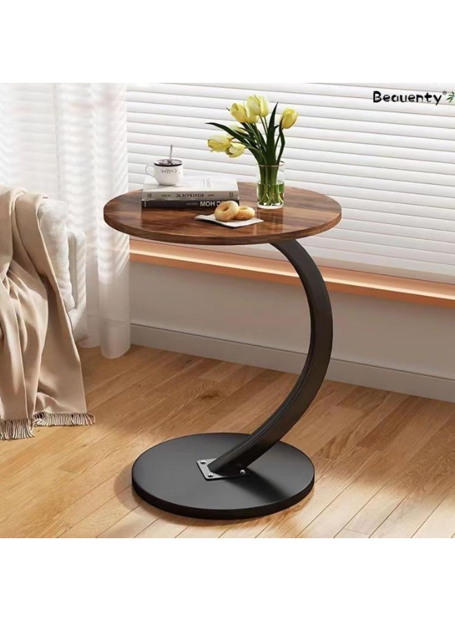 eBasket Round side table for sofa - Stylish C-shaped coffee table designed to fit perfectly next to sofas or beds, ideal for small spaces and adds a modern touch to any room. Size (40*60cm) - Image 1