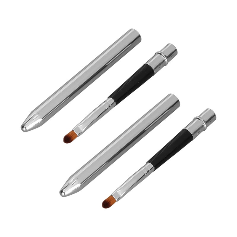 2pcs Lip Brush Ergonomic Extended Sealing Design Small Easy Cleaning Single Head Aluminium Tube Lipstick Brush - Image 1