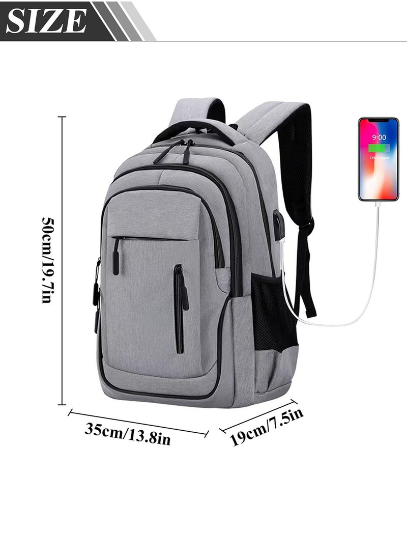 Qiccijoo - Qiccijoo Laptop Backpack for Men & Women Business Travel Backpack with Usb Charging Port College School Computer Backpack Fits 15.6 Inch Laptop Notebook(Grey) - Image 1