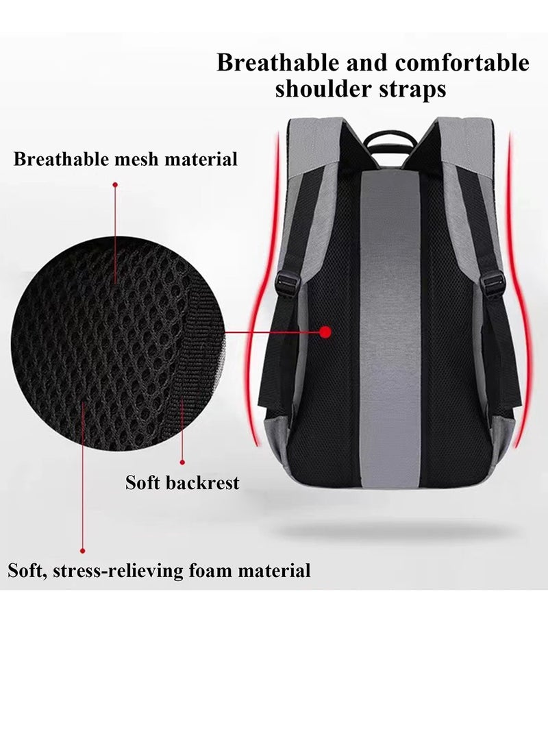 Qiccijoo - Qiccijoo Laptop Backpack for Men & Women Business Travel Backpack with Usb Charging Port College School Computer Backpack Fits 15.6 Inch Laptop Notebook(Grey) - Image 1