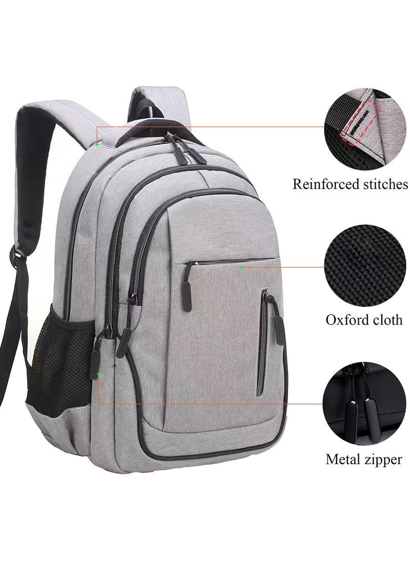 Qiccijoo - Qiccijoo Laptop Backpack for Men & Women Business Travel Backpack with Usb Charging Port College School Computer Backpack Fits 15.6 Inch Laptop Notebook(Grey) - Image 1