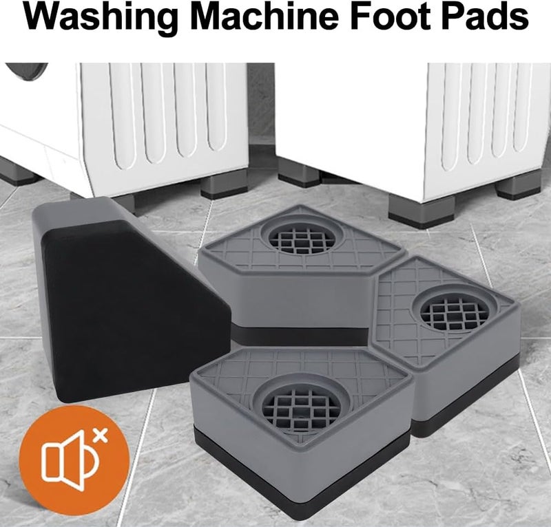 HMIEPRS 4 Pcs Anti Vibration Pads for Washing Machine, Washer and Dryer Pedestals High Friction Hard Wearing Square Rubber Foot, Non Slip & Noise Reducing Mat Protects Floor (Increase 1.8") - Image 5