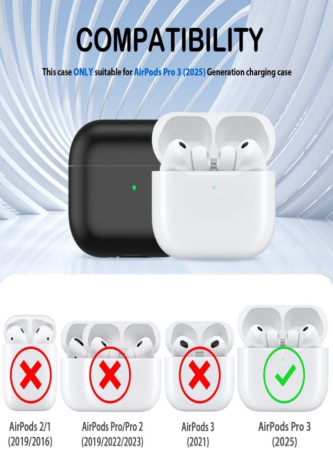 MHYALUDO غطاء حماية MHYALUDO لسماعات AirPods Pro من الجيل الثالث، مصنوع من السيليكون الناعم المقاوم للصدمات والمناسب للاستخدامات العسكرية، مع حبل تعليق ومجموعة تنظيف، وإمكانية رؤية مؤشر LED الأمامي، باللون الأسود. - Image 4