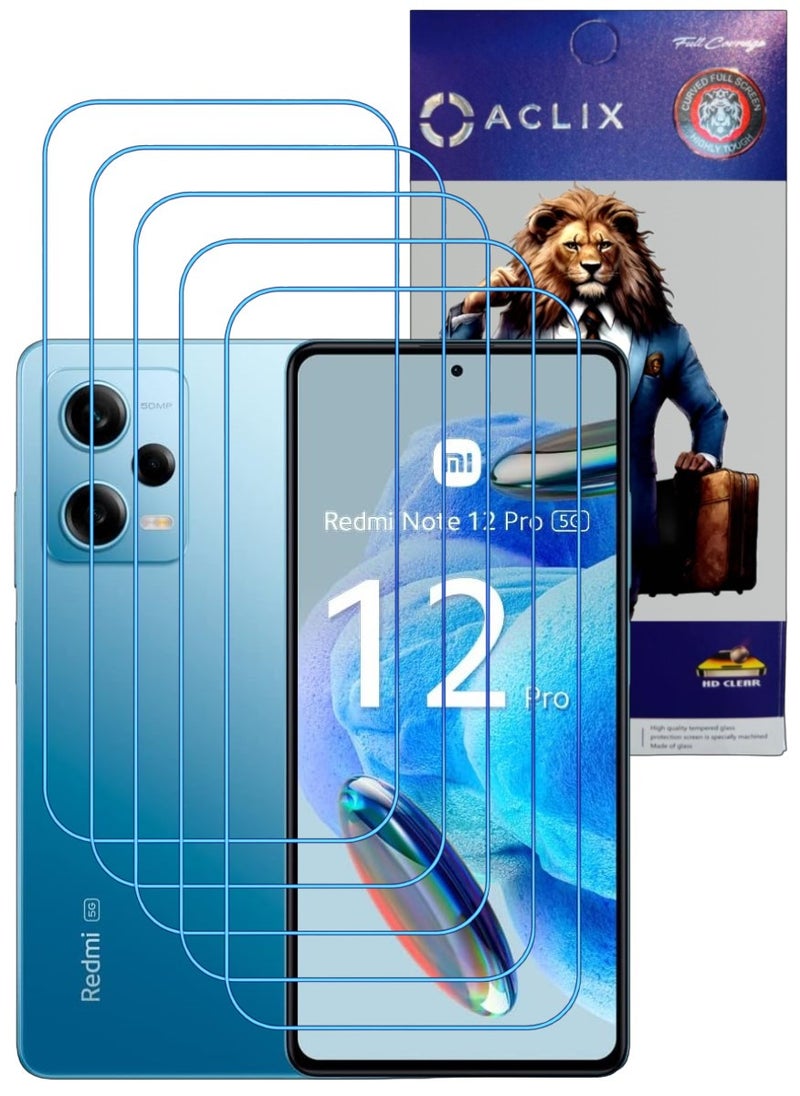 ACLIX 5 Pieces Antistatic ESD Dustproof Premium Quality High Definition Clear Tempered Glass Screen Protector Designed For Xiaomi Redmi Note 12  Pro - Image 1