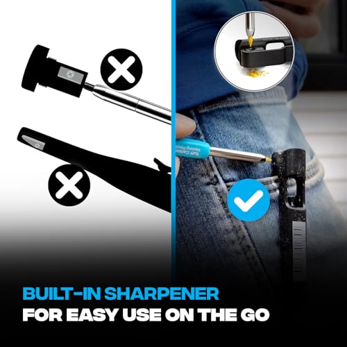 OX Tools Carpenter Pencils Mechanical Set – Heavy Duty Construction Pencil with 2.8mm Lead, Belt Clip, Sharpener, & Holder – Precision Mechanical Carpenter Pencil - Woodworking Pencils - Image 5