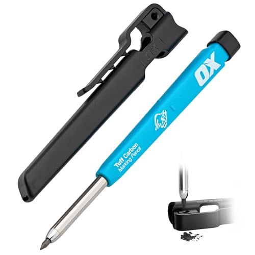 OX Tools Carpenter Pencils Mechanical Set – Heavy Duty Construction Pencil with 2.8mm Lead, Belt Clip, Sharpener, & Holder – Precision Mechanical Carpenter Pencil - Woodworking Pencils - Image 1