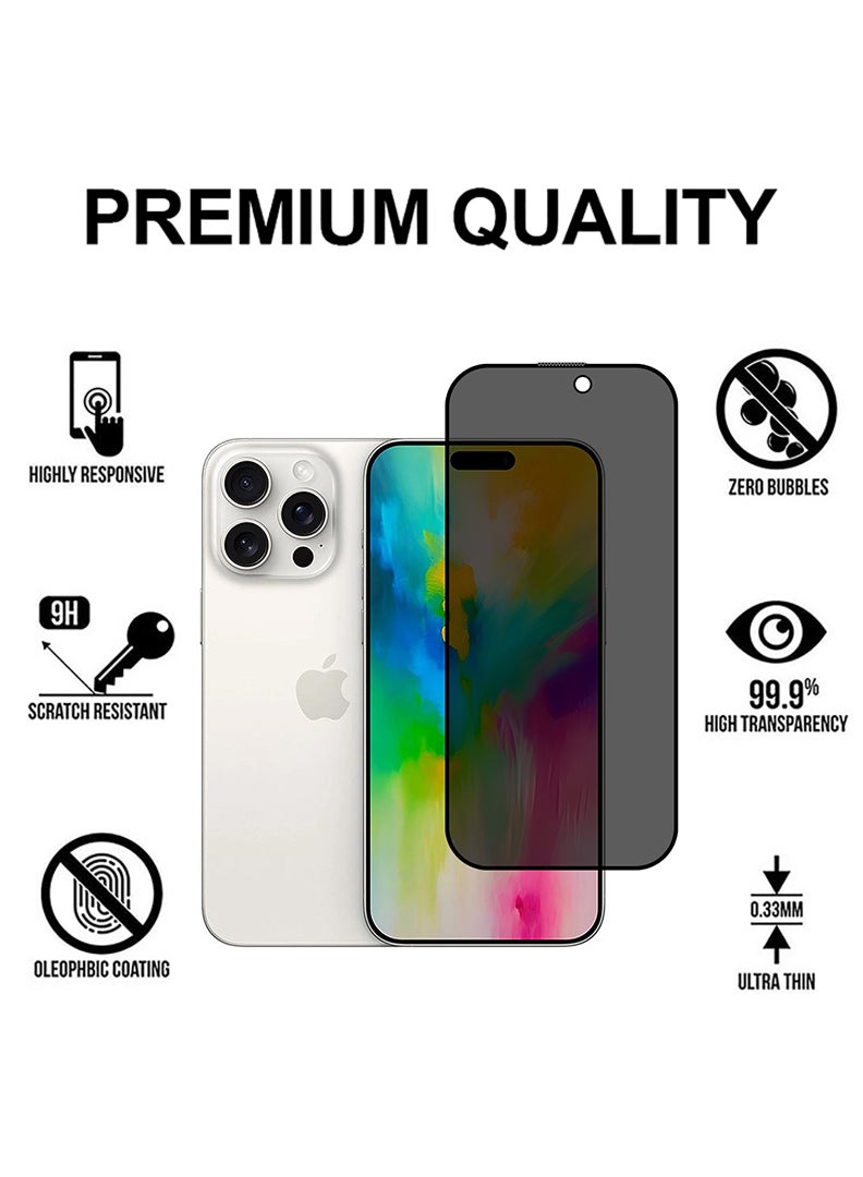 Theodor Tempered Glass Screen Protector With 9H hardness For APPLE IPHONE 16 PRO MAX Privacy 6.9  - Image 2