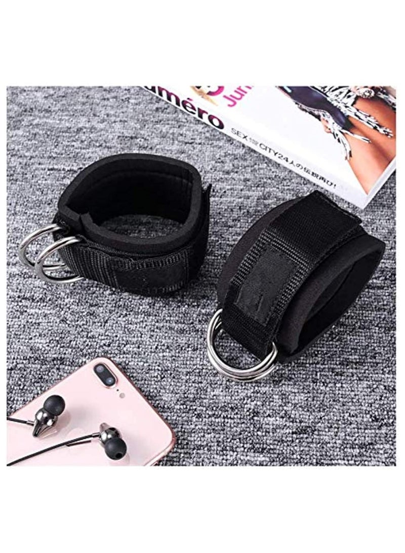 Generic 2PCS Ankle Straps for Cable Machines Weightlifting Gym Workout Fitness Double Ring Neoprene Padded Cuffs Legs, Abs and Glute Exercises with Carry Bag Fits Men&Women - Image 5
