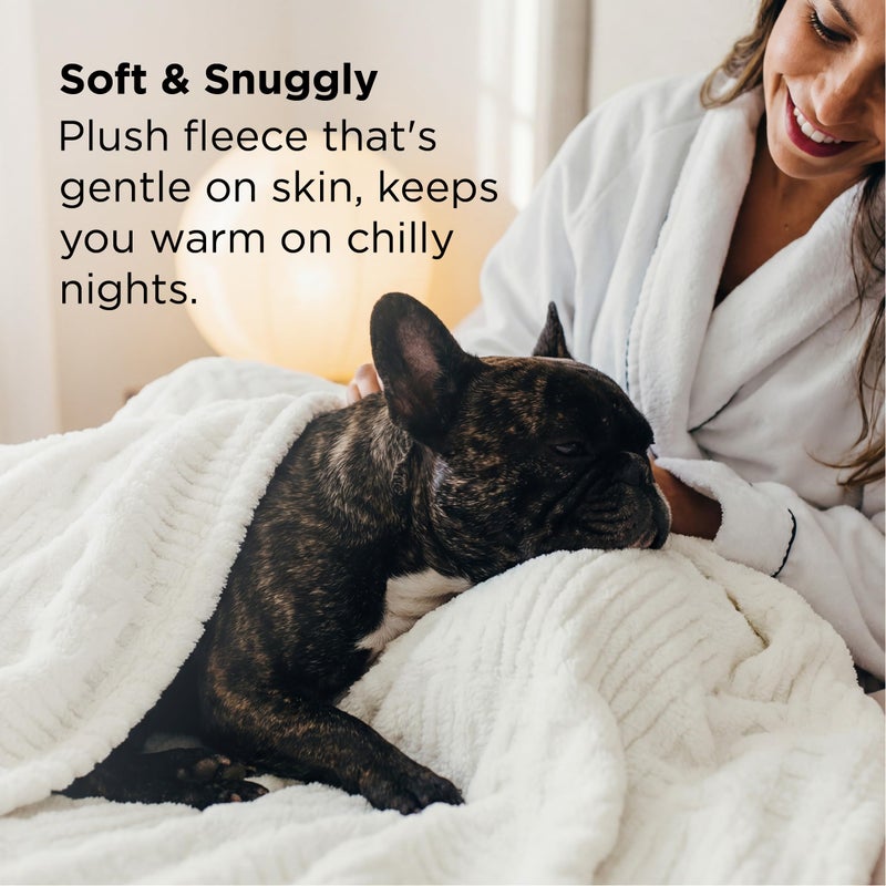 Bedsure White Throw Blanket for Couch - GentleSoft Fluffy Waffle Blanket for Sofa Bed Room Decor, Super Cozy Fleece Checkered Throw for Women, Warm for All Season, 50x60 Inches - Image 3