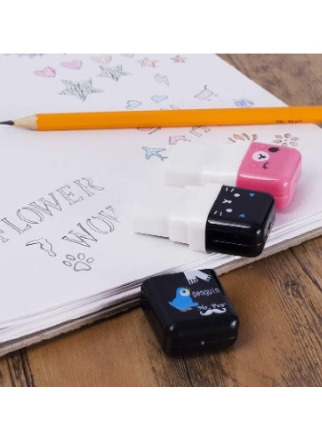 وينر مجموعة من 6 ممحاة أقلام رصاص لطيفة بتصميم حيوانات مع علبة تنظيف دوارة - لوازم مدرسية وحفلات ممتعة وعملية للأطفال - Image 5