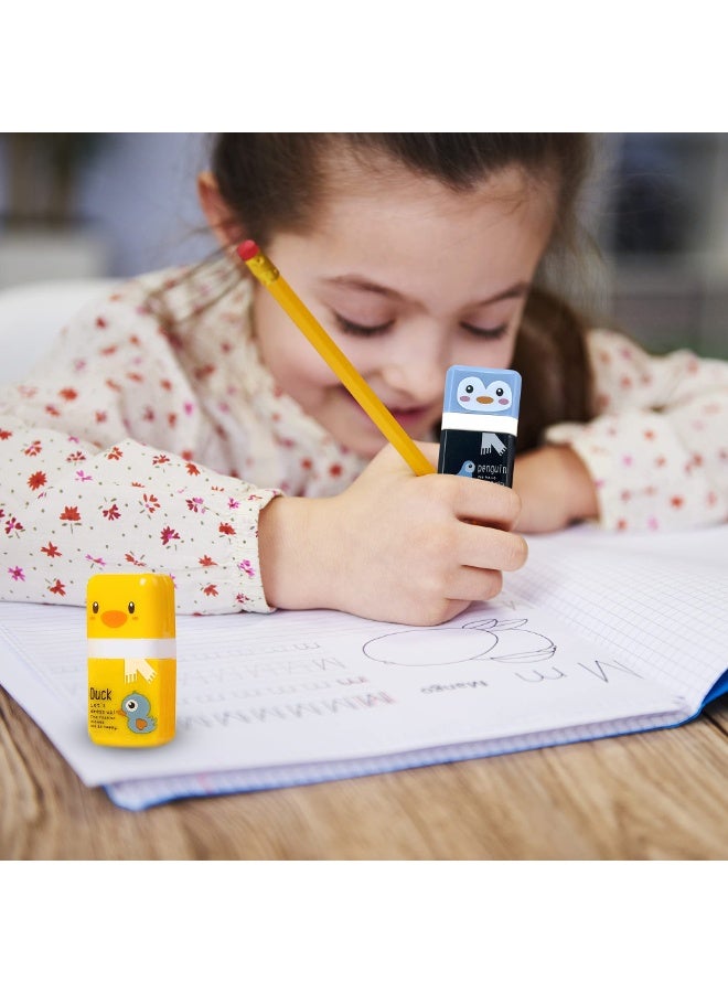 وينر مجموعة من 6 ممحاة أقلام رصاص لطيفة بتصميم حيوانات مع علبة تنظيف دوارة - لوازم مدرسية وحفلات ممتعة وعملية للأطفال - Image 4