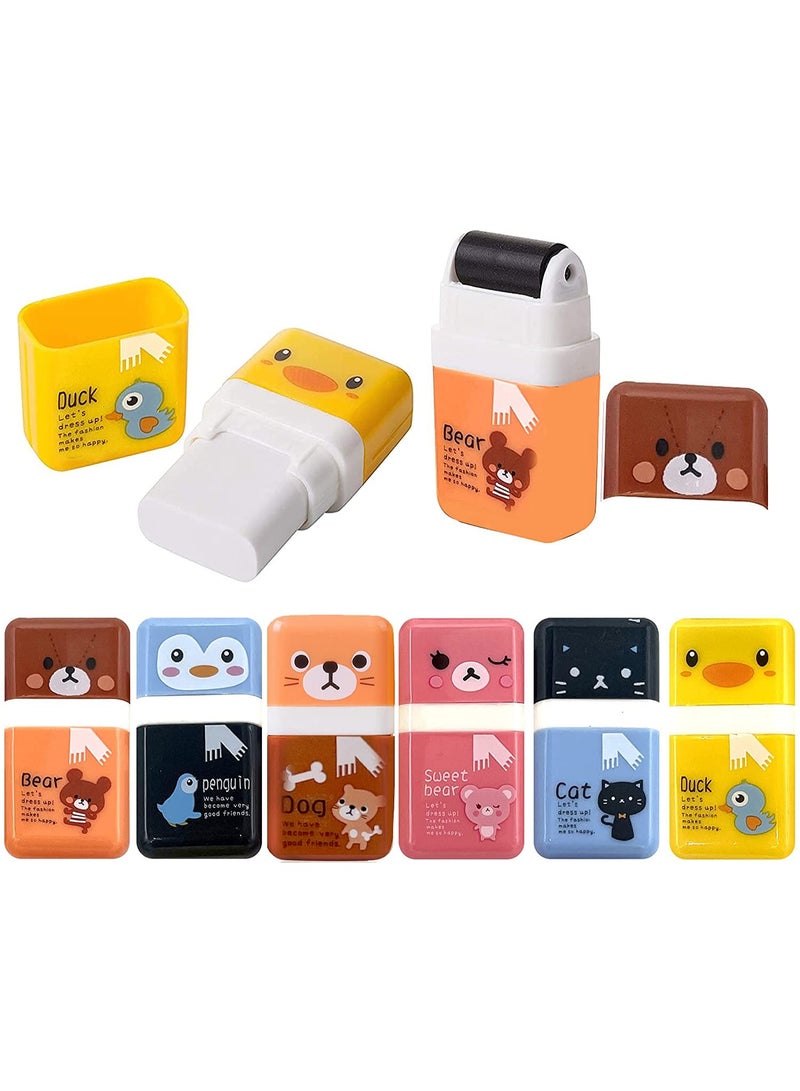 وينر مجموعة من 6 ممحاة أقلام رصاص لطيفة بتصميم حيوانات مع علبة تنظيف دوارة - لوازم مدرسية وحفلات ممتعة وعملية للأطفال - Image 3