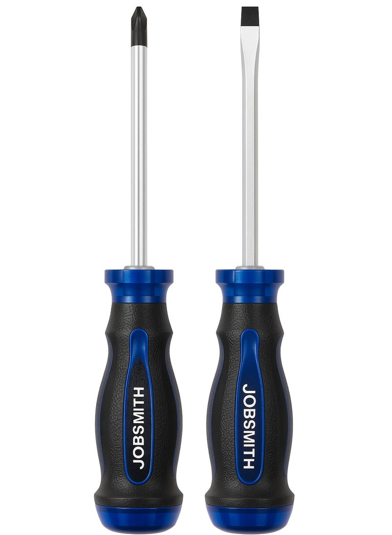 JOBSMITH 6 Inch Professional Hand Tool Screwdrivers with Ergonomic Non Slip Grip and Magnetic Tip for Home DIY and Workshop - Image 1