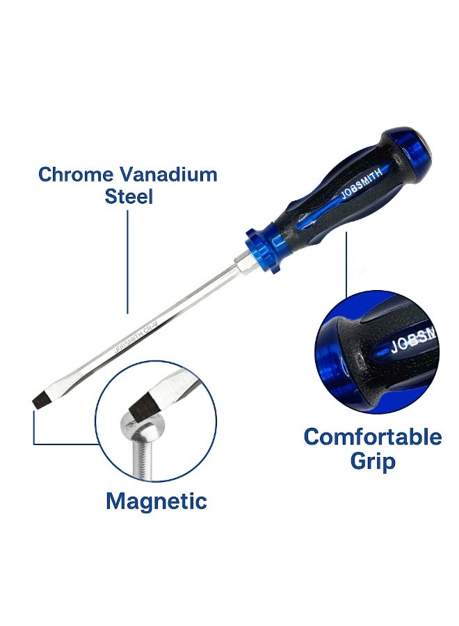 JOBSMITH 6 Inch Professional Hand Tool Screwdrivers with Ergonomic Non Slip Grip and Magnetic Tip for Home DIY and Workshop - Image 3