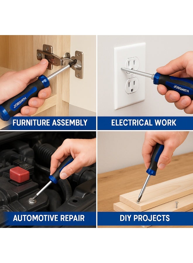 JOBSMITH 6 Inch Professional Hand Tool Screwdrivers with Ergonomic Non Slip Grip and Magnetic Tip for Home DIY and Workshop - Image 2