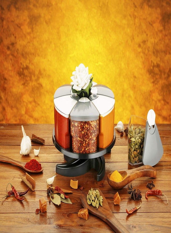 Barasti 360 Degree Revolving Round Spice Rack 3 Layer Transparent Spice Jar Set Pack of 18 Jars Rotating Kitchen Storage Container Stand for Masala Herbs Condiments and Spice Organisation - Image 2