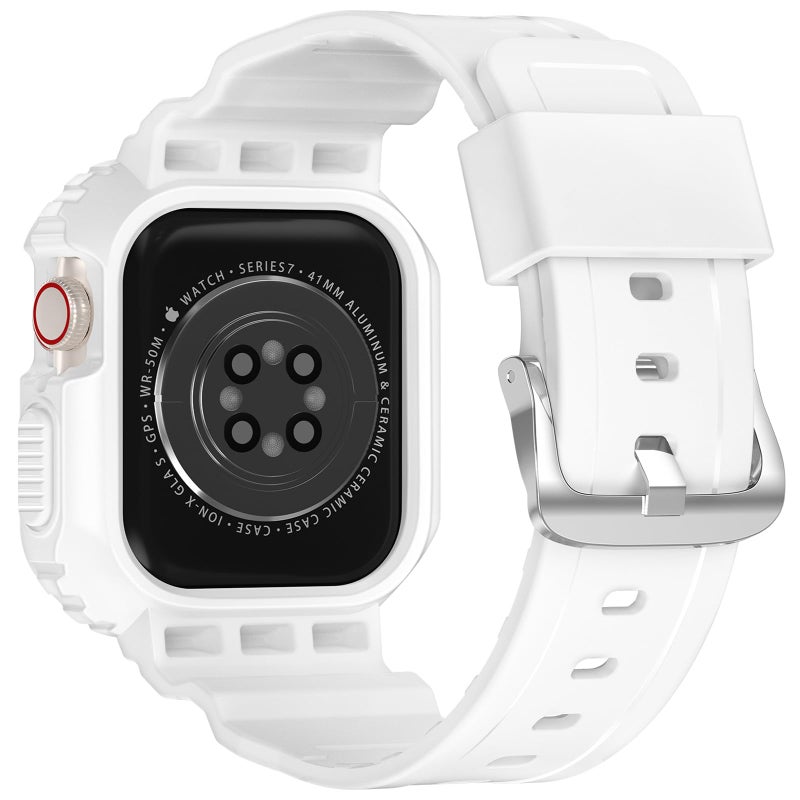 XYF Compatible for Crystal Clear Apple Watch Bands, 41mm 40mm 38mm Bumper Case for Men Women Jelly Sport Cover Strap for iWatch Ultra 3 2 Series 11 10 9 8 7 SE 6 5 4 3 (Matte White, 38/40/41) - Image 2