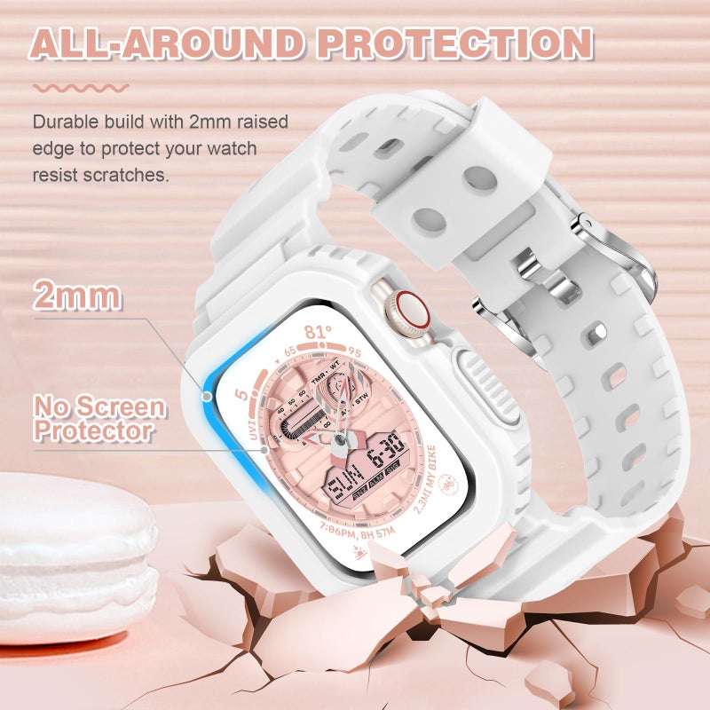 XYF Compatible for Crystal Clear Apple Watch Bands, 41mm 40mm 38mm Bumper Case for Men Women Jelly Sport Cover Strap for iWatch Ultra 3 2 Series 11 10 9 8 7 SE 6 5 4 3 (Matte White, 38/40/41) - Image 5