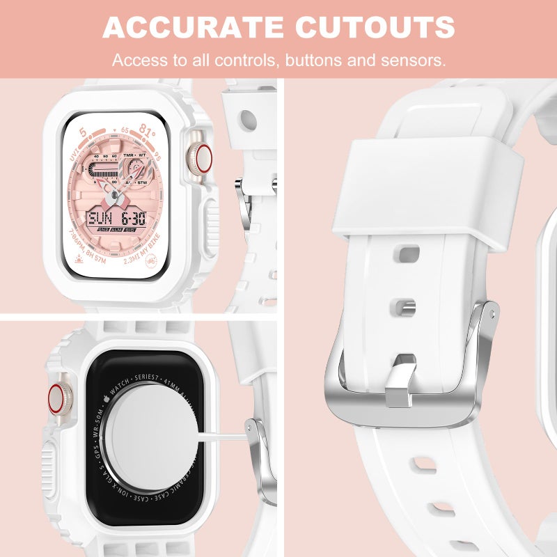 XYF Compatible for Crystal Clear Apple Watch Bands, 41mm 40mm 38mm Bumper Case for Men Women Jelly Sport Cover Strap for iWatch Ultra 3 2 Series 11 10 9 8 7 SE 6 5 4 3 (Matte White, 38/40/41) - Image 4