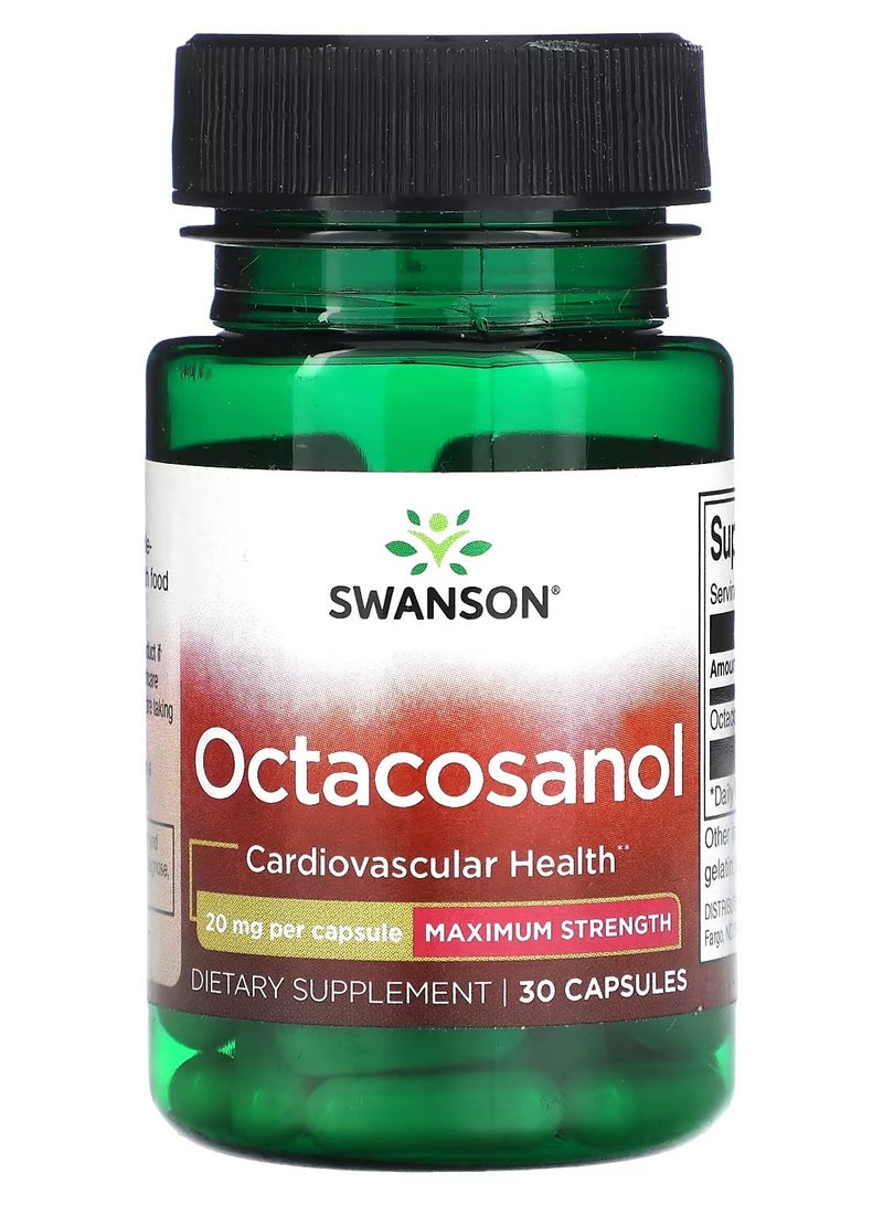 Swanson, Octacosanol, Maximum Strength, 20 mg, 30 Capsules