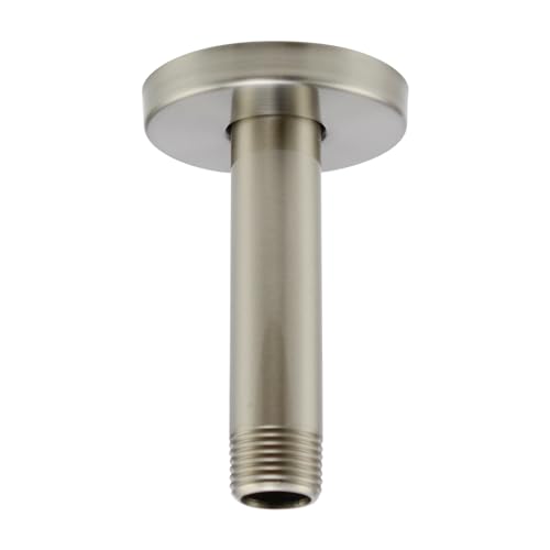 Purelux Ceiling Mount Shower Arm 4 Inches Made of Stainless Steel for Rainfall Showerhead, Brushed Nickel Finish with Gasket Flange - Image 1