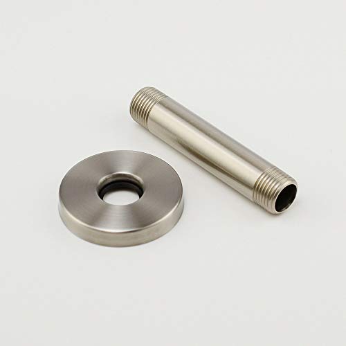 Purelux Ceiling Mount Shower Arm 4 Inches Made of Stainless Steel for Rainfall Showerhead, Brushed Nickel Finish with Gasket Flange - Image 5