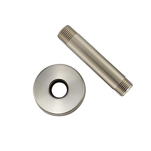 Purelux Ceiling Mount Shower Arm 4 Inches Made of Stainless Steel for Rainfall Showerhead, Brushed Nickel Finish with Gasket Flange - Image 4